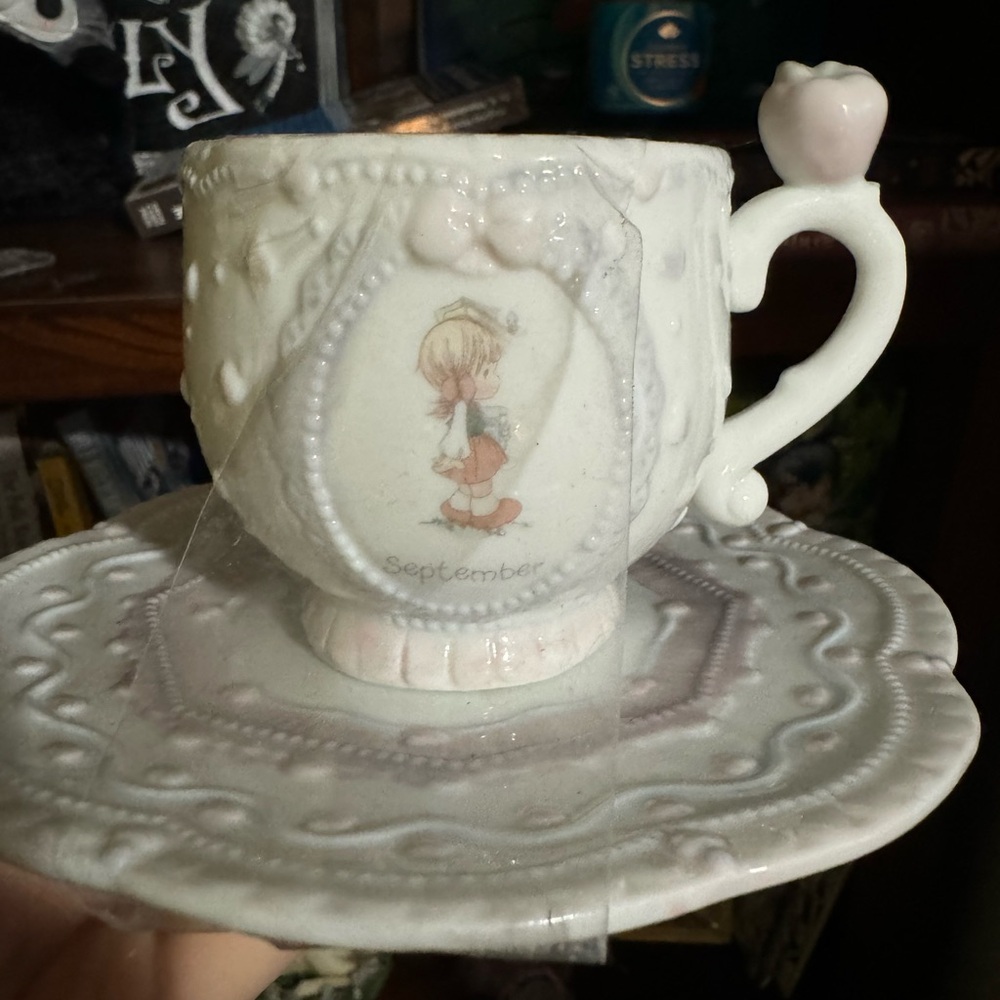 Precious moments birthmonth teacup and plate set